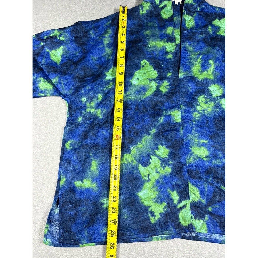Ann Mashburn Tie Dye Split V-Neck Short Sleeve Top Size xl Cotton Boho Luxury - Picture 6 of 7